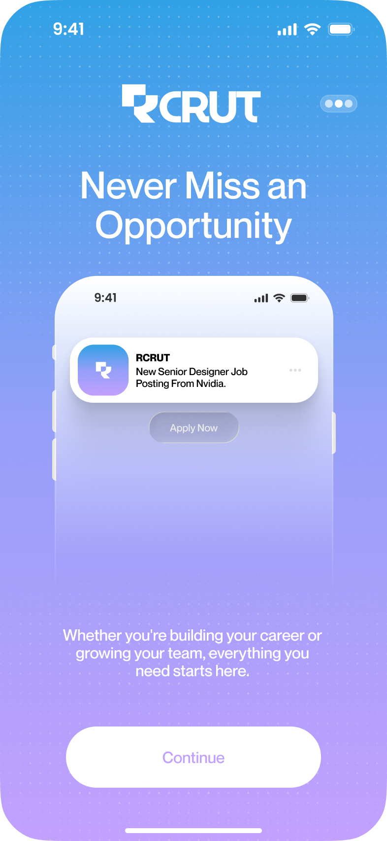 Rcrut push notification: a new senior designer role